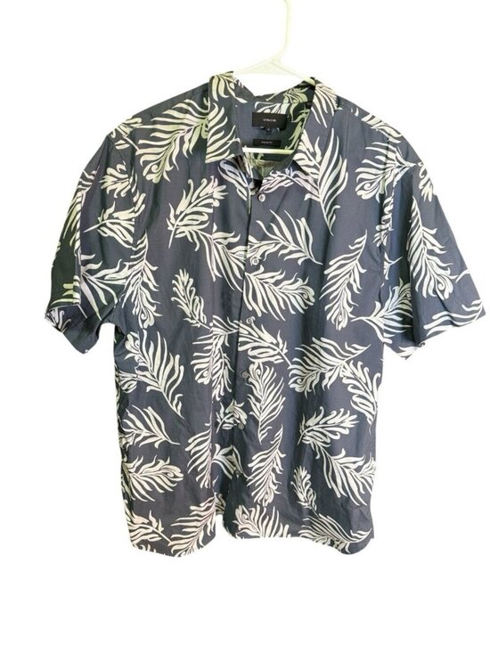 Vince Other - Vince Mens Classic Fit Leaf Print Navy Short Sleeve Button Up Shirt Size XL NWT
